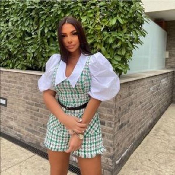 NWT ZARA Tweed Jumpsuit Ecru Green XL Blogger’ Fav - Picture 14 of 15